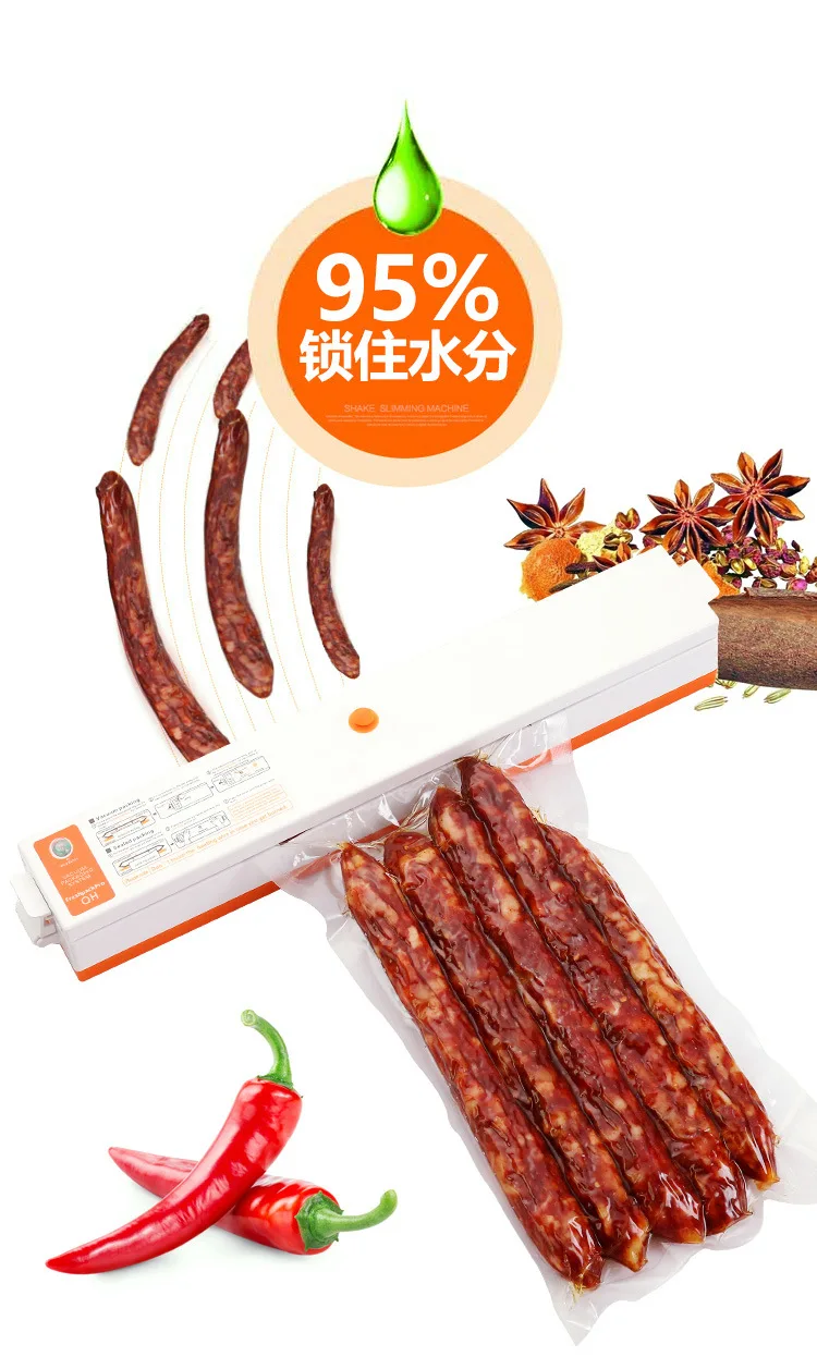 Orange with 10bags Вакуумный упаковщик для пищевых продуктов, 220 В/110 В, вакуумная упаковочная машина, упаковщик для пищевых продуктов, включает 15 шт, вакуумный упаковщик - Цвет: Orange with 10bags