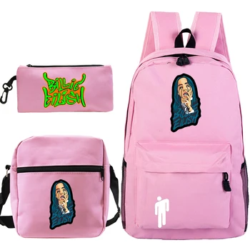 

3 PCS/set Billie Eilish Bag Sac A Dos Mochila Men's Travel Backpack Laptop Notebook School Bags for Teenagers Girls Bookbag