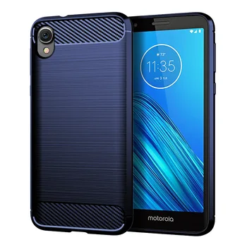 

50pcs/lot Ultra Slim Carbon Fiber Shockproof Armor Brushed TPU Case For Motorola One Action Moto E6