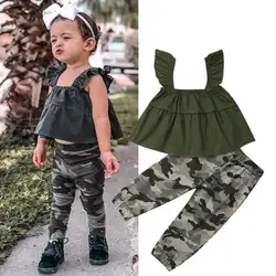 Pudcoco/осенняя одежда для маленьких девочек футболка без рукавов топ с длинными леггинсами, комплект одежды, спортивный костюм из 2 предметов