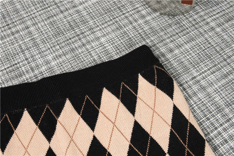 black pencil skirt New 2021 Autumn Winter Women Skirts Checkered Knitting High Waist Fashionable Vintage Elegant Long Skirts tulle skirt