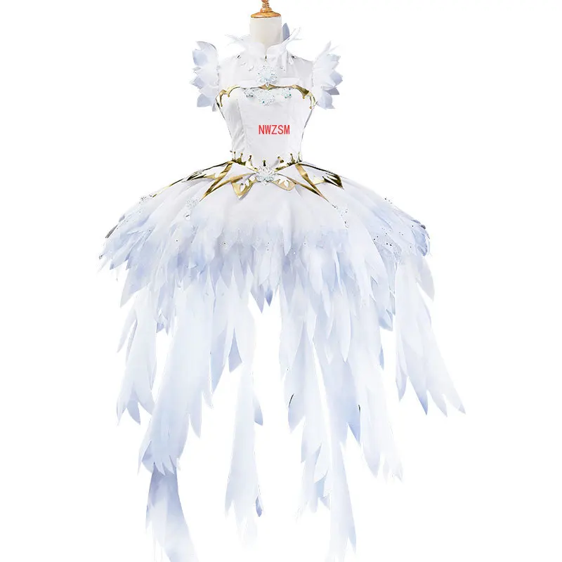 Женское платье с ледяным ангелом Cardcaptor Sakura KINOMOTO белое перьями и лепестками