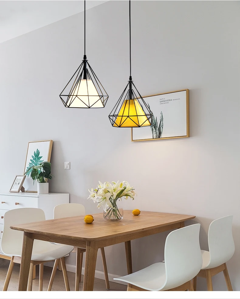 Modern Pendant Light Black Iron Hanging Cage Vintage Led Lamp E27 Industrial Loft Retro Dining Room Restaurant Bar Counter