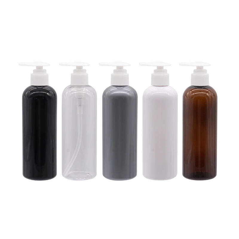 

300ml Empty Colored Plastic Round Bottles With Heart Shape Pump 300cc x 12 PET Cosmetic Container For Shampoo Shower Gel Lotion