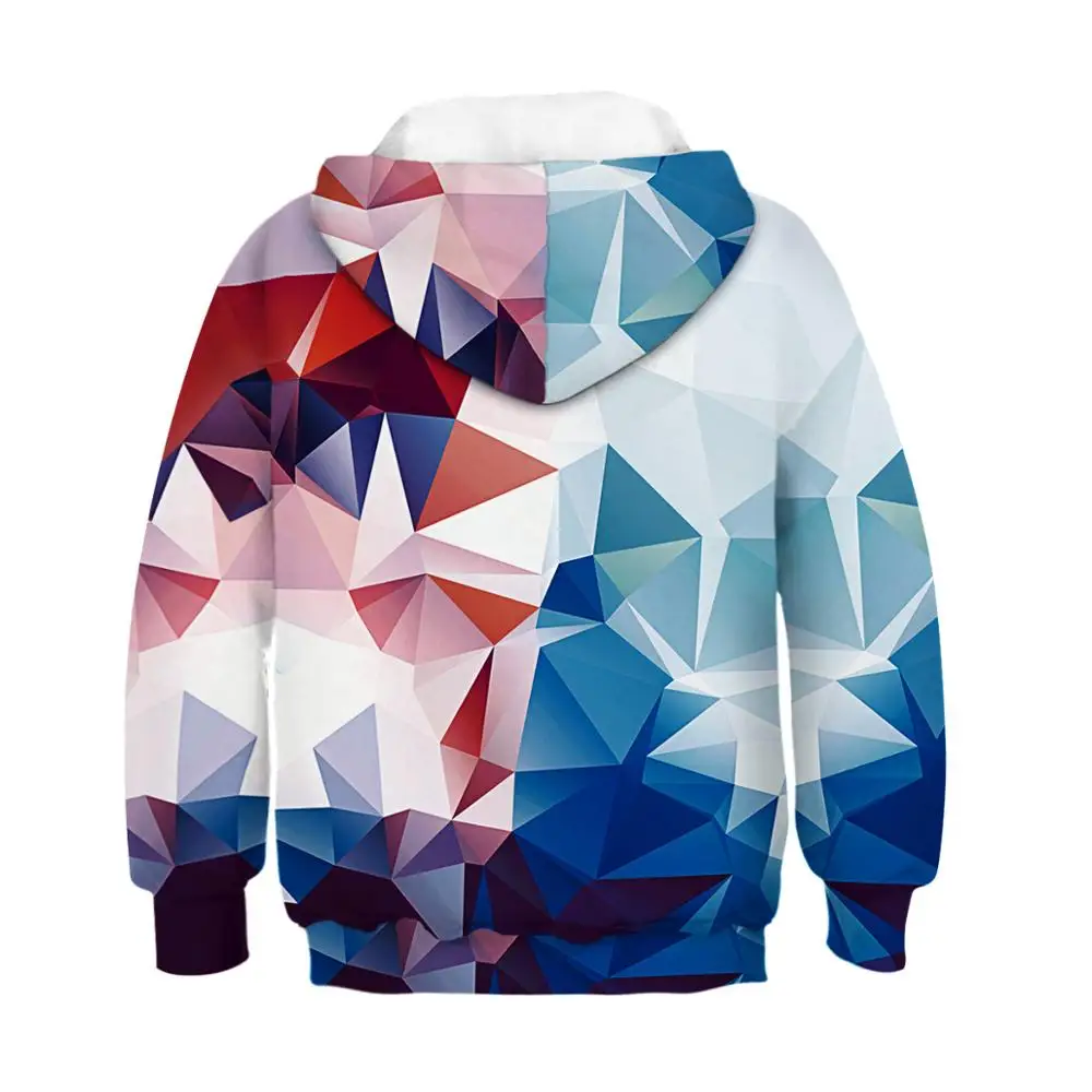  New Spring Autumn Colorful Diamond 3D Print Hooded Sweatshirt Boy For 10 12 Yeras Hoodies Girls Tee