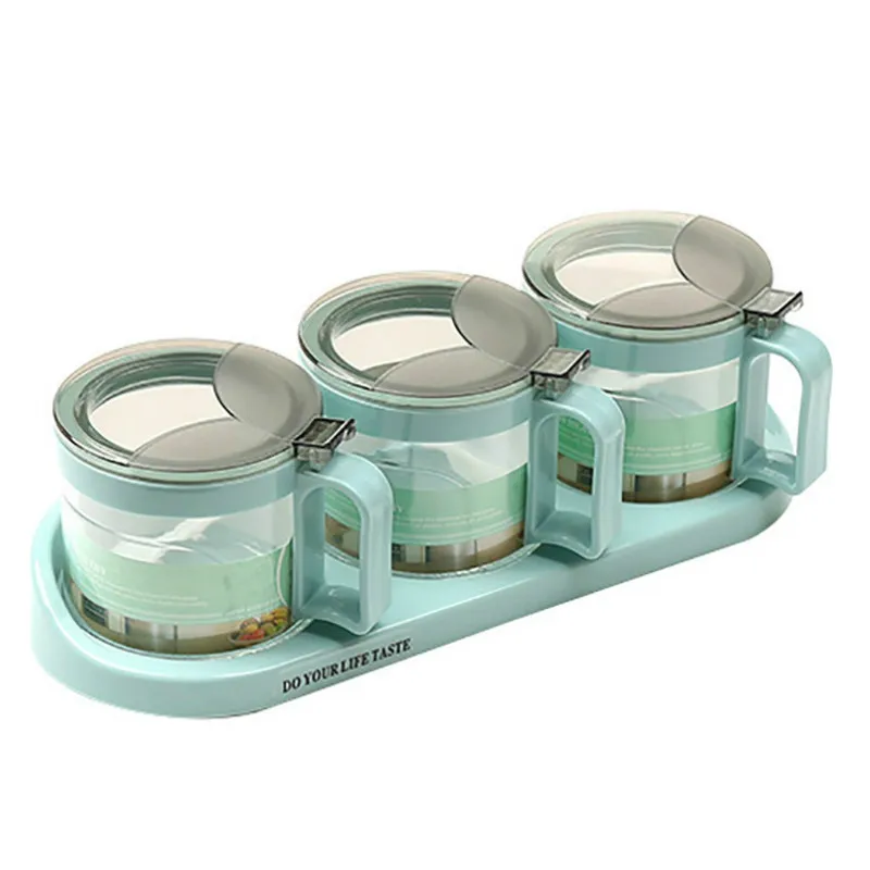 

Kitchen Seasoning Box Reception Storage Bottles Cans Boxes Three Colors Selection Lake Green Khaki Cherry Purple Storage Box h4