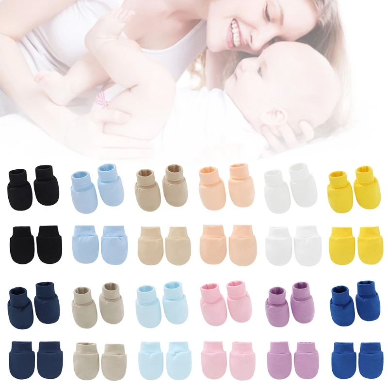 Baby Newborn Soft Cotton Face Protection Gloves Foot Cover Set Anti Scratch Mittens Socks Kit baby mittens anti scratching gloves 2 Pair
