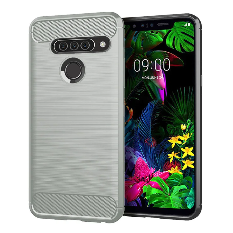 Углеродное волокно чехол для LG G8S ThinQ G6 G7 K8 K10 K40 K12 плюс Max Q Stylus Q6 Q7 X5 G9 один Stylo 5 W10 V30S V35 V40 V50 чехол - Цвет: Gray