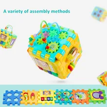 Детские 0-3 лет, 5 в 1, деревянные игрушечные бусинки, бусины, часы, пазлы, раннее образование, головоломка, форма, совпадающая с шестигранником, блок