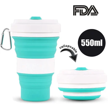 

550ml Folding Silicone Coffee Cup 5 Color Portable Silicone Telescopic Drinking CollapsibleFolding Silica Bottle Cup With Lids T
