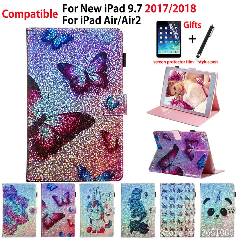 Чехол для Apple iPad 9," 6th 5th Generation A1893 A1954 Smart Cover для iPad Air 2 Funda Блестящий корпус бабочки