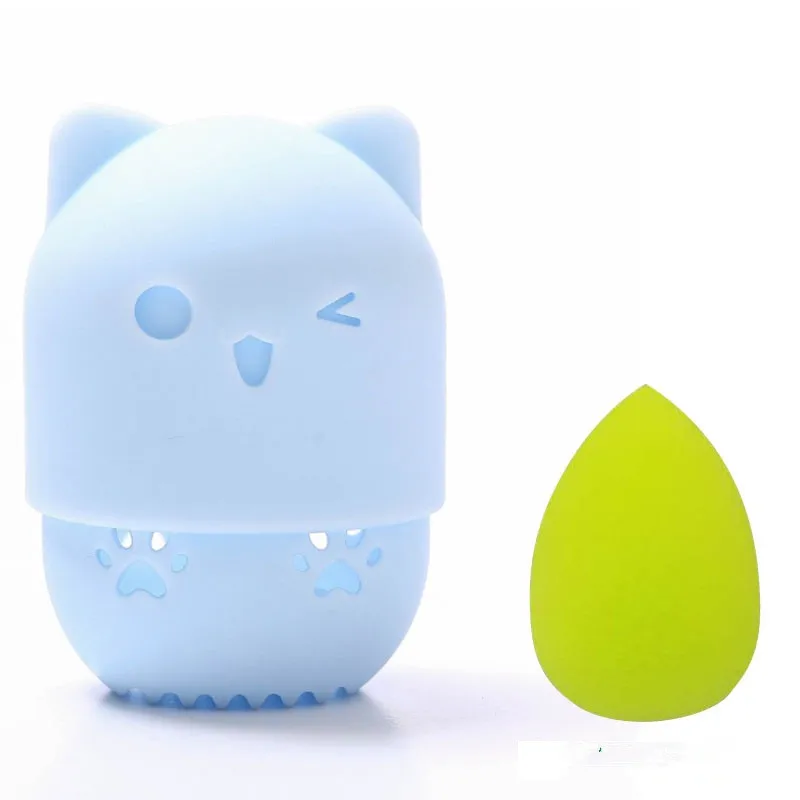 light blue-20pcs 10/20/30 шт мини губка яйцо с 10 Цвета Форма макияж губка силиконовый держатель для питьевой косметический слойка мини пуховка для пудры - Цвет: light blue-20pcs