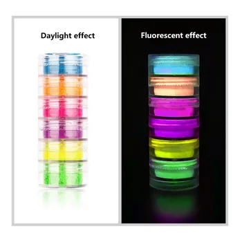 

6 Colors Neon Eyeshadow Pallete Matte Glitter Eye Shadow Powder Nail Dye Pigmented Phosphor Fashion Eye Makeup Cosmetic TSLM3