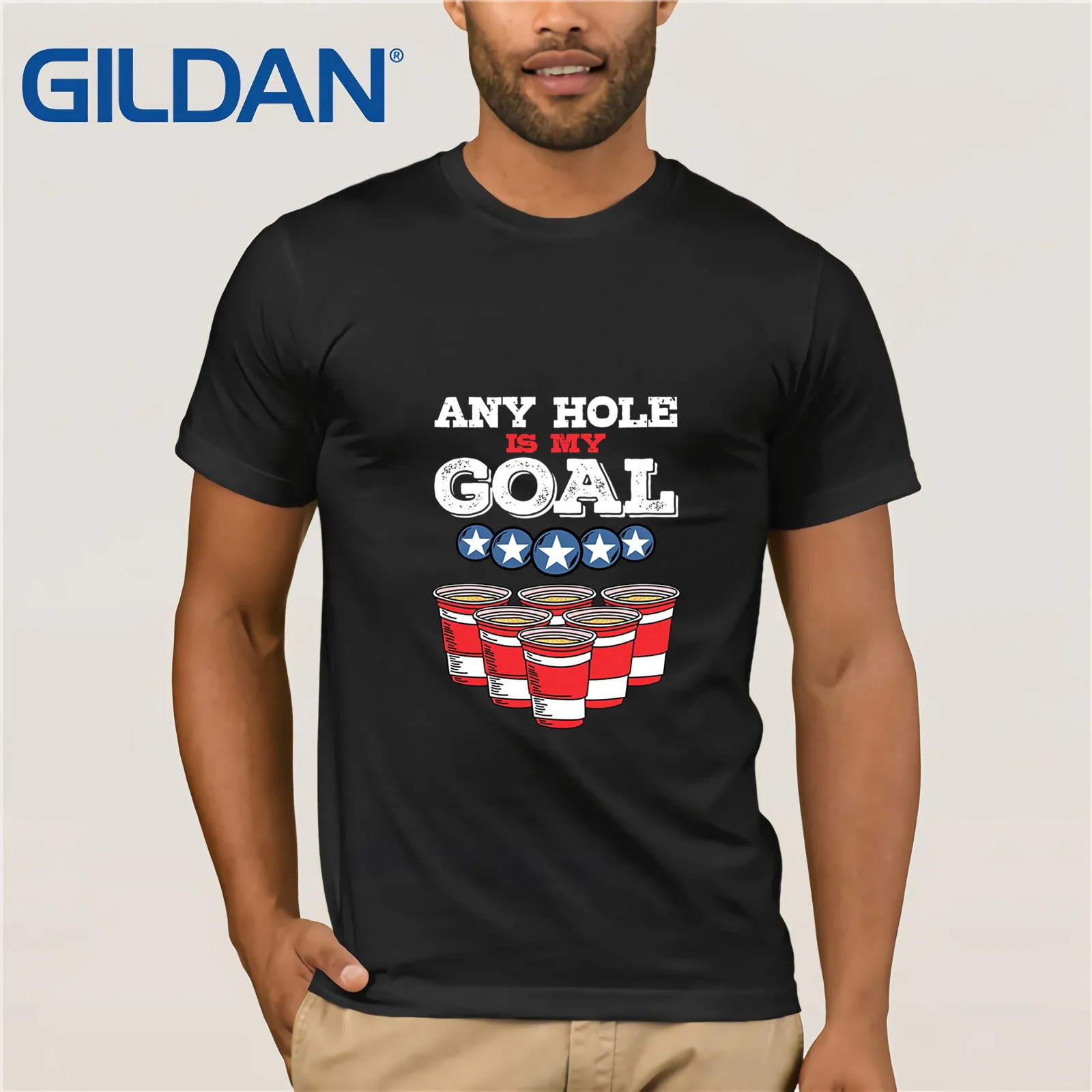 

Men Shirt Any Hole Is My Goal! Funny Beer Pong Drinking Champ T-Shirt Men's Short Sleeve T-Shirt Streetwear Tees for Men Tops