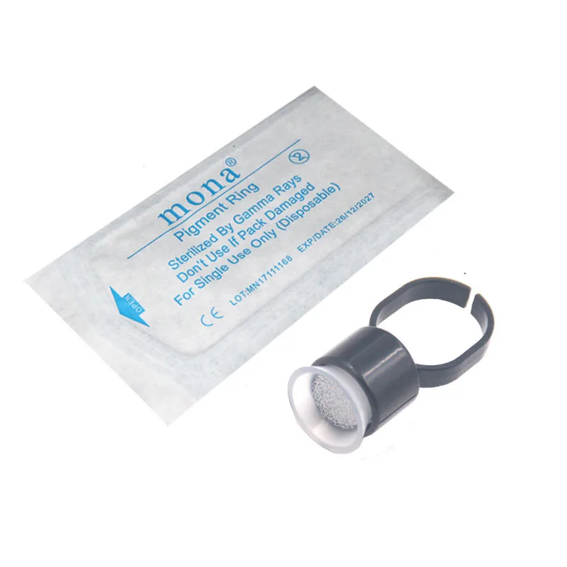 100 шт чернил татуировки кольцо чашки черный колпачок с пигмент Губка Кольцо