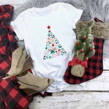 Женская футболка с изображением рождественской елки Kawaii с коротким рукавом в стиле Харадзюку, повседневная, Готическая, супер мягкая женская футболка