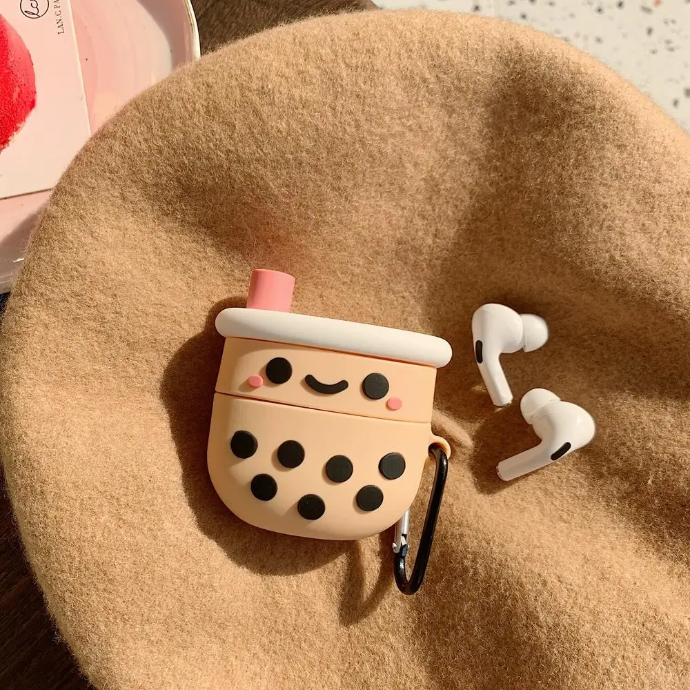 Силиконовый мультяшный милый чехол для AirPods Pro, мягкий молочный пузырек, бутылка для чая, напитков, наушник, защитный чехол для Airpods Pro с крюком