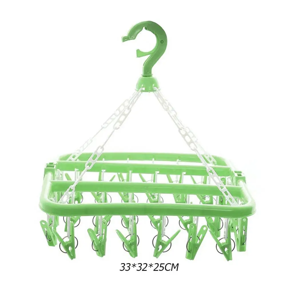 Сушилка вешалка для одежды 32 зажима портативная носков ветрозащитная сушилка