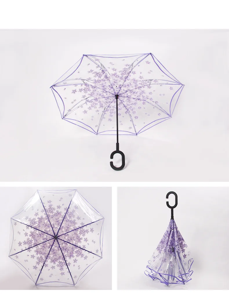 Женские зонты от дождя, мужские зонты guarda chuva invertido paraguas parapluie, ветрозащитный перевернутый зонтик, двойной слой, солнцезащитный зонтик - Цвет: purple