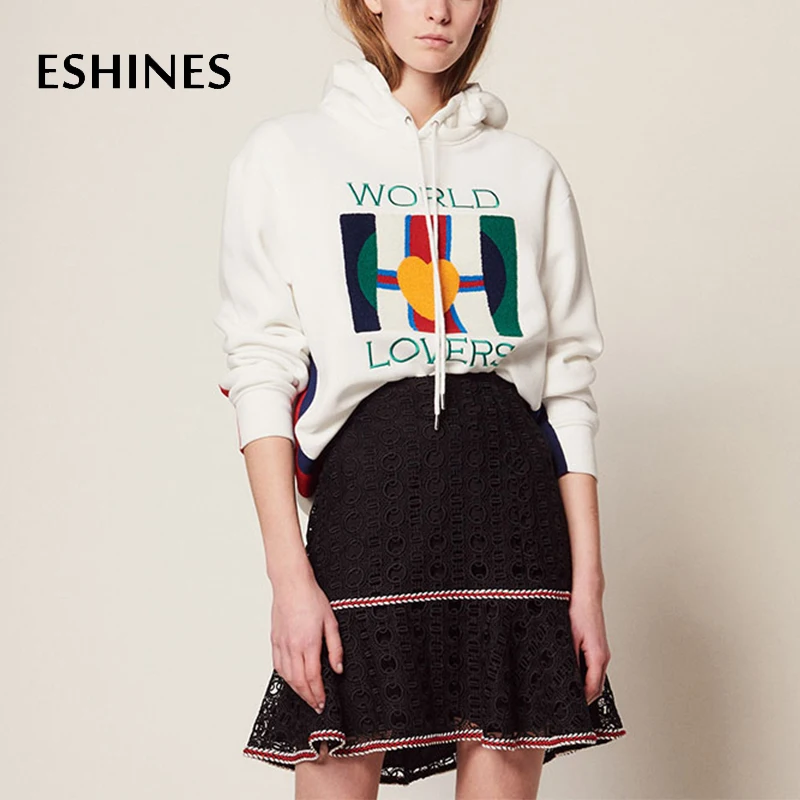 ESHINES Hoge Kwaliteit Black Hollow Out Mini Rok Zomer Elegante Patchwork Kant Zoete A-lijn Mermaid Rok ESHINES Hoge Kwaliteit Black Hollow Out Mini Rok Zomer Elegante Patchwork Kant Zoete A-lijn Mermaid Rok