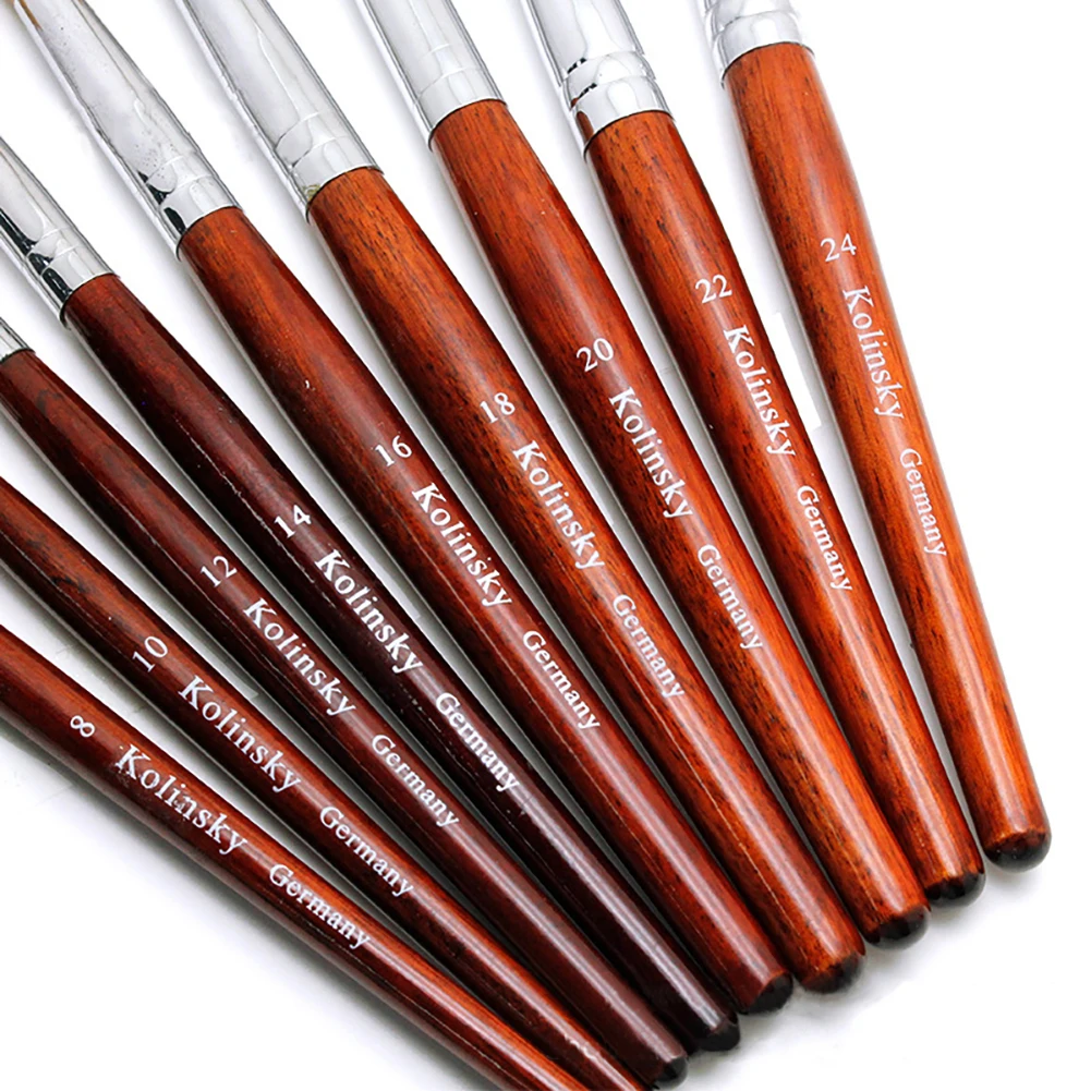 Kolinsky Nail Brush Acrylic with Red Round Wooden Handle and 100% Kolinsky Sable Hair for Crystal UV Gel Painting 3