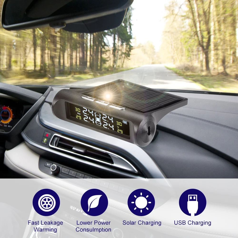 ¾翭 TPMS ڵ Ÿ̾ з 溸  ý, 4  ܺ   LCD ǽð ÷ ڵ  溸 ý