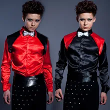 Бар ночной клуб мода мужская певец и ведущий представление рубашка мужской размера плюс с длинным рукавом Топы вечерние красивый сценический костюм DWY2712