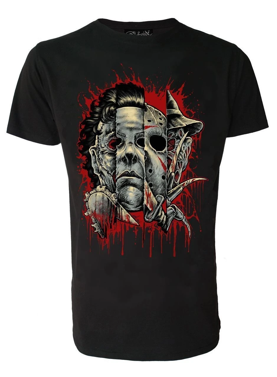 DARKSIDE FACES OF HORROR FREDDY JASON LEATHERFACE фильм черная футболка S-2XL NEWCool Повседневная для мужчин