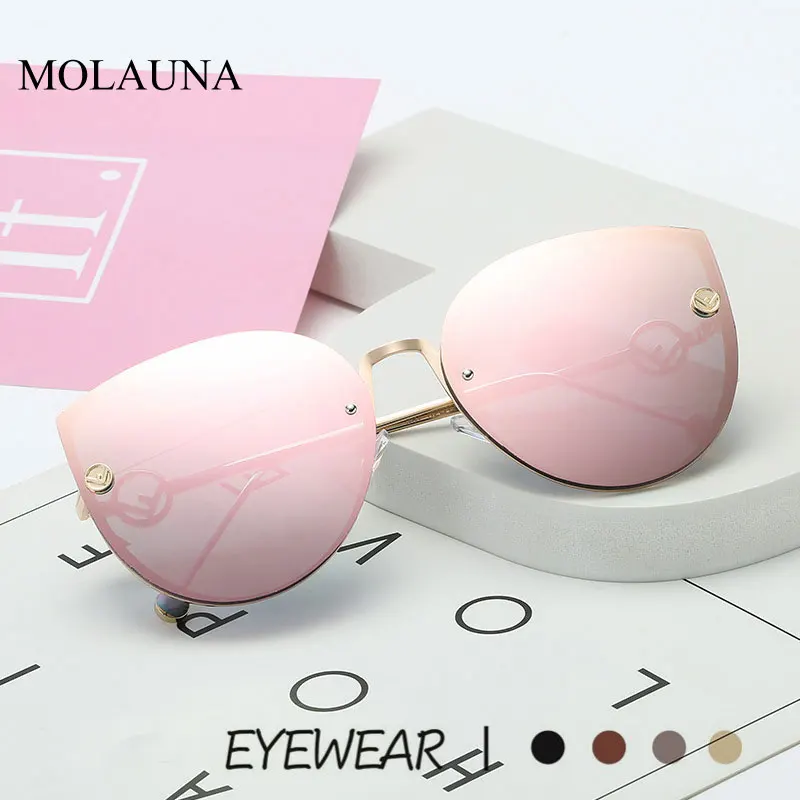 Новые солнцезащитные очки кошачий глаз женские роскошные очки Модные женские солнцезащитные очки с бесцветными линзами кошачий глаз женские очки без оправы градиентный
