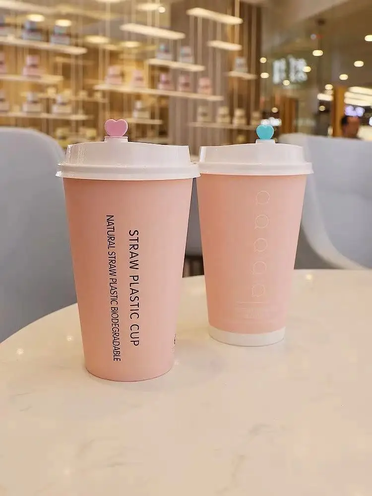50 шт Высокое качество розовые одноразовые кофейные чашки 300 мл 400 500 молочный чай