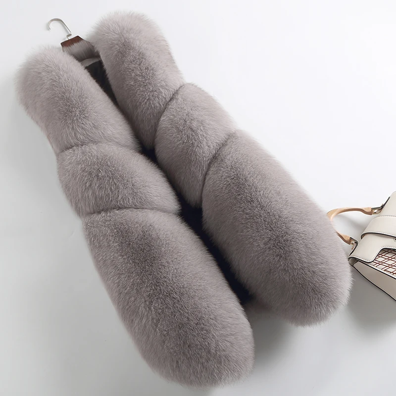 light grey Женская одежда зимний жилет из натурального Лисьего меха длинный жилет для девочек цельная кожа 1013 - Цвет: light grey