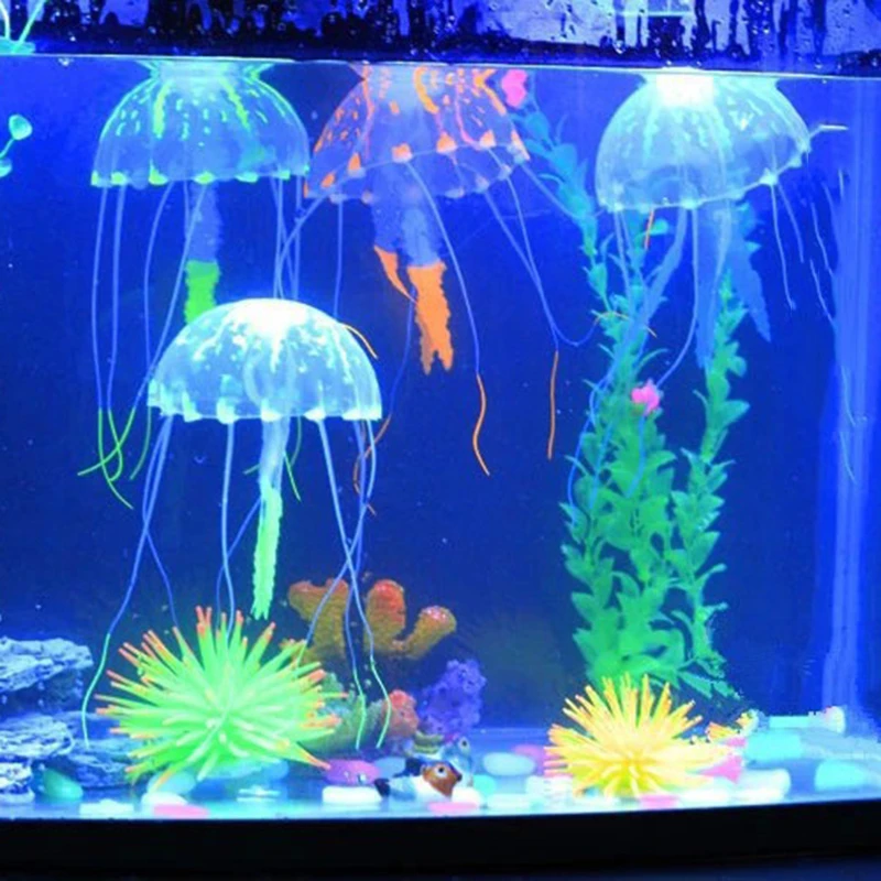 カラフルな人工グローイング効果クラゲ水槽水族館のインテリアミニ潜水艦飾り装飾水生ペット用品 Aliexpress Home Garden