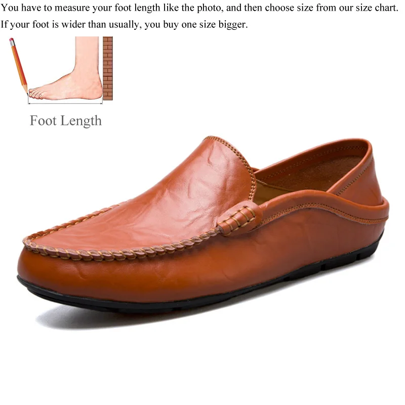 Мужские лоферы; кожаная мужская повседневная обувь; zapatos de hombre mocasines; слипоны; цвет белый, черный; сезон весна-осень; buty meskie; большие размеры 46, 47 - Цвет: Brown