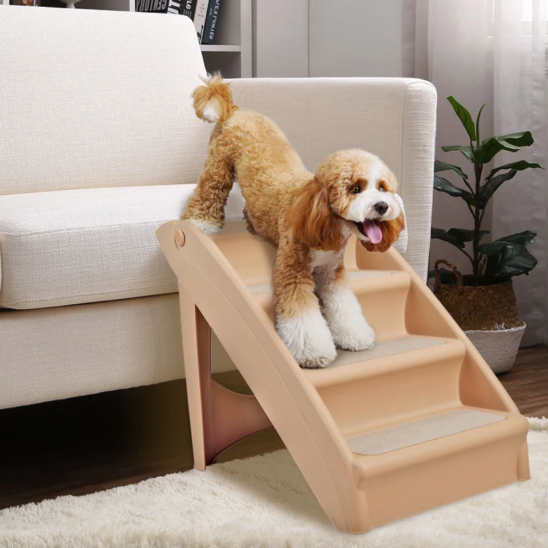 4 Steps Pet Dog Stairs Folding Strong ABS Cat Ramp Indoor Outdoor With Built-in Safety Features Puppy Cat Climbing Ladder PT0166 (14)