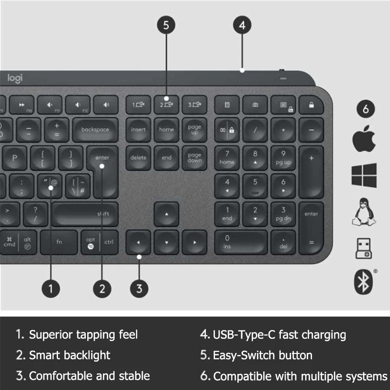 Новая игровая клавиатура Logitech MX Keys 2 4 ГГц Bluetooth двойной режим подсветки