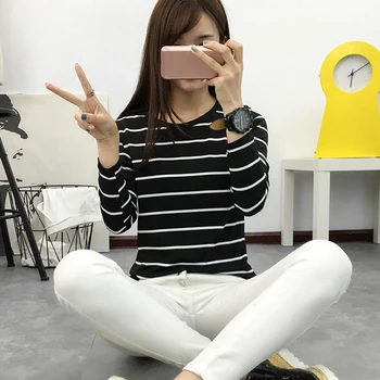 

T Shirt Women 2020 Four Seasons New Top Shirts Long Sleeve T Shirt Striped Female T-Shirt Women's Tops Tee Shirt Fashion Femme