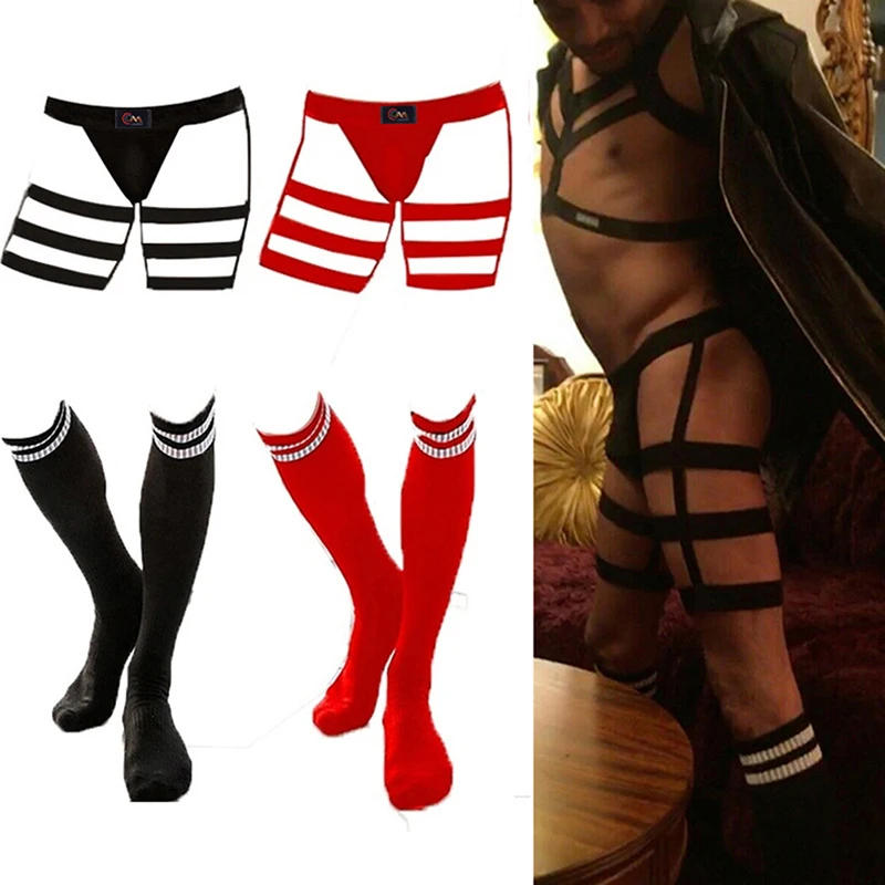 PCWFKEF Men Sexy Bondage Lingerie Long Socks Leg Belt Briefs Elastic Costume Stockings Set Harness Straps Underwear -Zentai shop online Hfe6aa827880340ffa69c76f5ffdc444bU.jpg