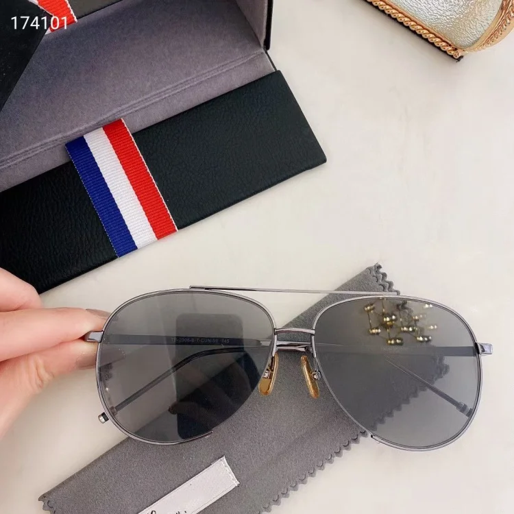 New THOM Brand Fashion Sunglasses Vintage Oval Double-beam Pilot Frog-shaped Men's Women's UV Protection Glasses Driving Gafas