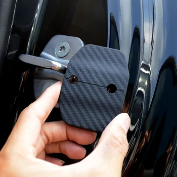 

Car Door Lock Buckle Protective Cover Trim 4Pcs For Mercedes Benz C Class W205 2015-2018 Carbon Fiber Color Decoration