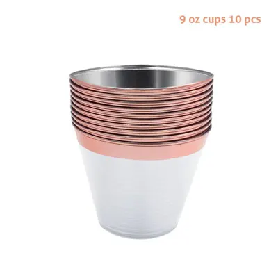 10 pcs A Nicro 10/20/50 шт./компл. розовое золото чашки Пластик пластины вилка Ножи Ложки одноразовые ясный набор посуды вечерние поставки# DPT19 - Цвет: 10 pcs A