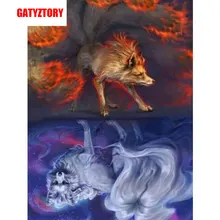 GATYZTORY 5D алмазная живопись Полная площадь DIY домашний декор мозаичные Стразы Картина на холсте с логотипом на заказ Настенная картина с девятью хвостами лисой