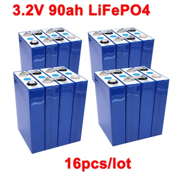 

16pcs/lot 3.2v 90Ah LifePo4 battery lithium 270A 3C high drain for diy 12V 24V Solar Inverter Electric Vehicle c oach golf cart