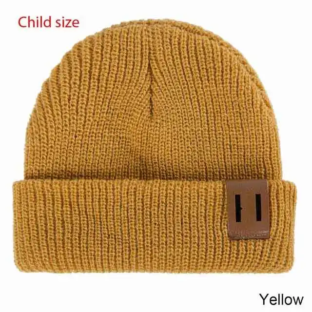 child yellow TRUENJOY/Новое поступление, Детская Зимняя Шапка-бини, мягкая теплая вязаная шапочка-бини для мужчин и женщин, SKullies, девочки-мальчики, взрослые дети - Цвет: child yellow