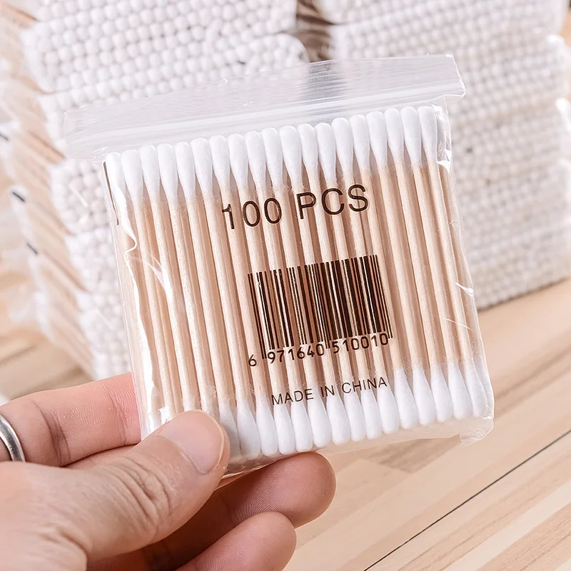 1000 Household Cotton Swab Double Headed Stick Ears Pointed-Toe Sterile Makeup Stick Cotton Disposable