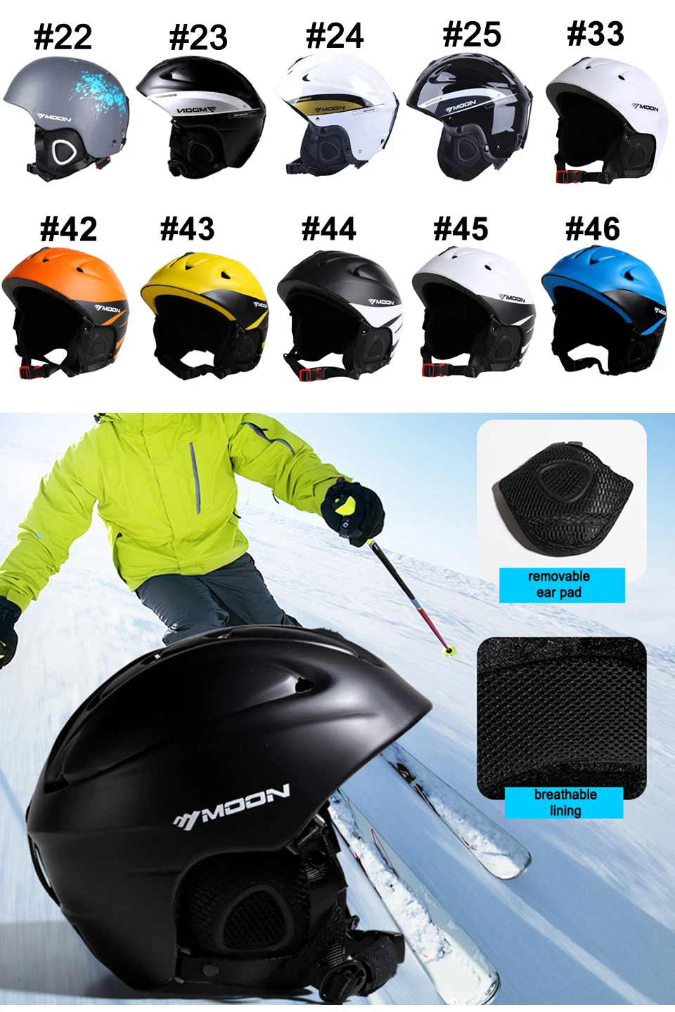 Trendy Integrally Molded ABS+EPS Skiing Helmet Variations 1