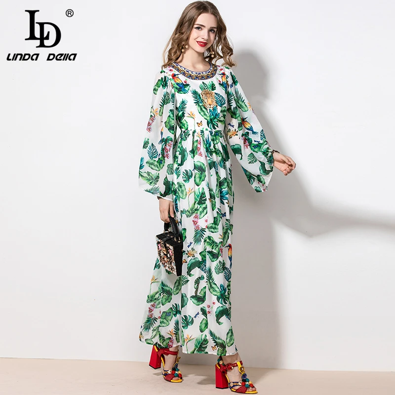 Ld Linda Della 2020 Spring Fashion Runway Boho Losse Maxi Jurk Vrouwen Flare Mouwen Bloemen Print Chiffon Party Lange jurk Ld Linda Della 2020 Spring Fashion Runway Boho Losse Maxi Jurk Vrouwen Flare Mouwen Bloemen Print Chiffon Party Lange jurk