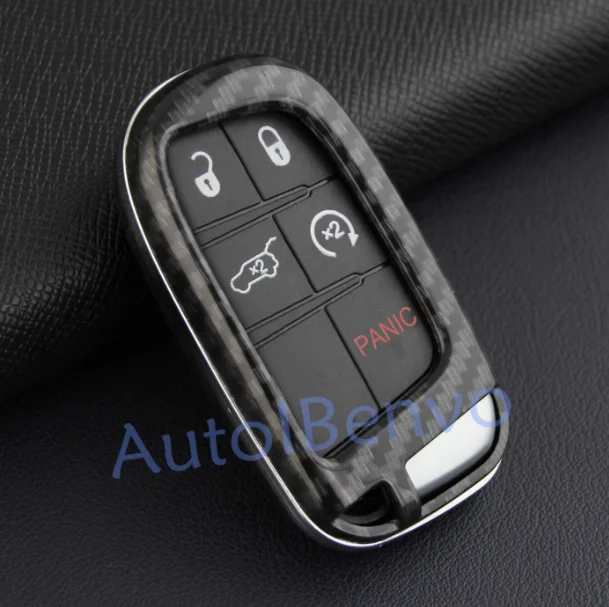 Without Key Chain Автомобильный брелок из углеродного волокна для Jeep Cherokee Renegade Compass Dodge charger Дротика Durango Journey Chrysler 300 - Название цвета: Without Key Chain