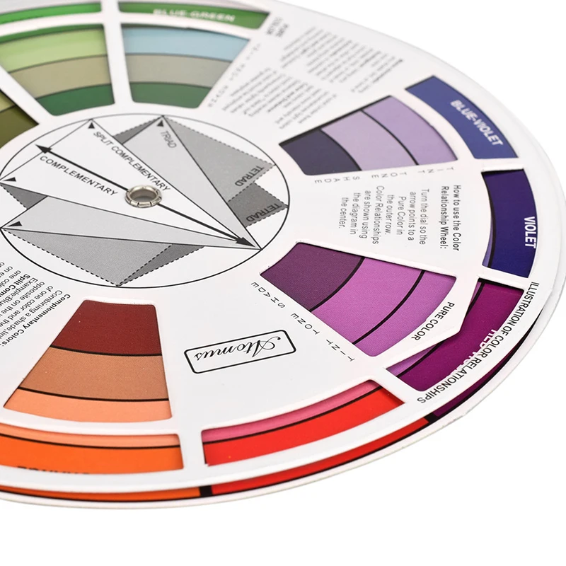 Cartão de Papel Pigmento do Prego Profissional Três-camada Design Mistura Roda Orientação Círculo Central Redondo Gira Tatuagem 12 Cor 2 design cor mistura roda orientação círculo central