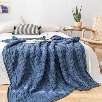

Solid Color Plush Twist Knitting Blanket Spring and Autumn Cover Lazy Blanket Custom Blanket 100% Polyester