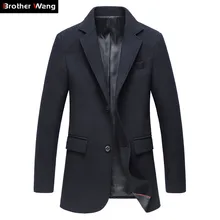 Осень зима мужской костюм воротник шерстяное пальто классический стиль бизнес мода Slim Fit сплошной цвет пальто Мужская брендовая одежда